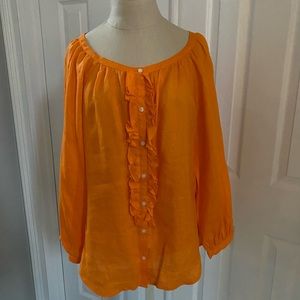 Lauren Ralph Lauren Orange Linen Blouse